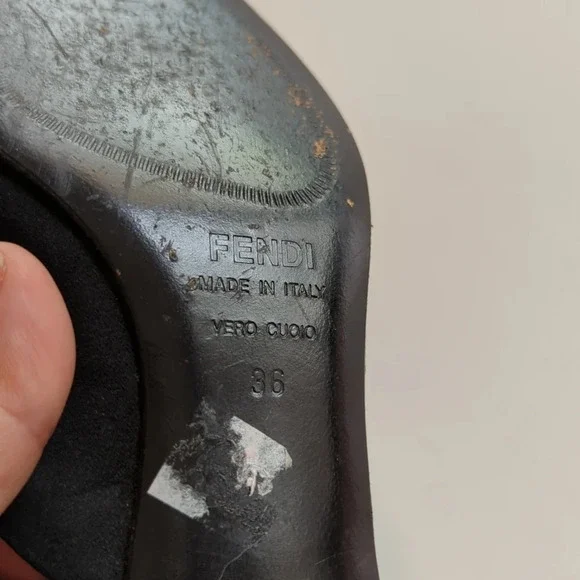 Fendi Embroidered black satin kitten Heels size 6 - Picture 12 of 12